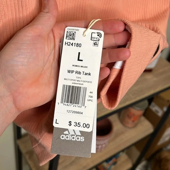 ADIDAS NWT Plunge-back Cropped Ribbed Tank Size L - Picture 4 of 6